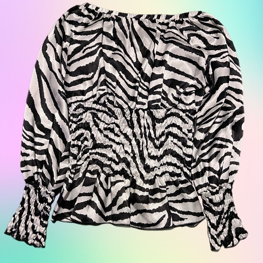 Allison Taylor Zebra Print Blouse - Black and White✨ - Picture 3 of 6